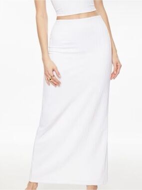 Dynamite White Ribbed Maxi Skirt